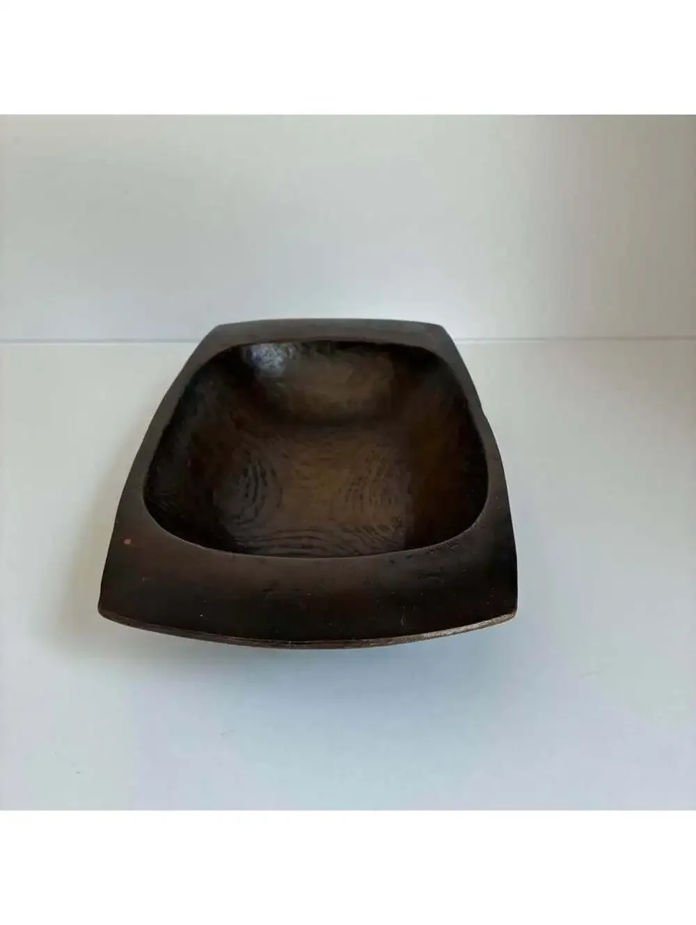 Vintage Japanese Carved Wood Bowl Tray 13” Signed Artisan Handled Rustic Decor